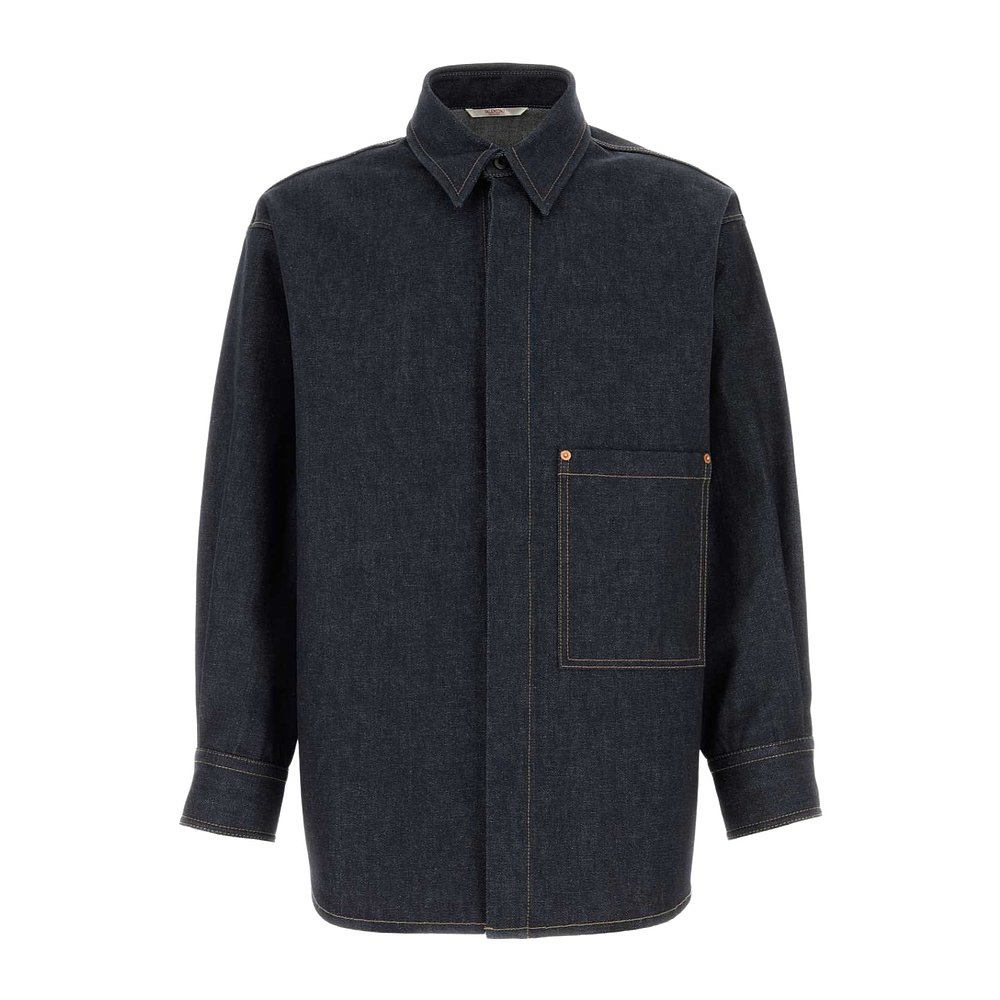 VALENTINO 男士衬衫 VDB03GAEM528 AW2024 黑色 长袖牛仔衬衫