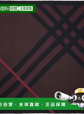 1h可退 香港直邮潮奢 Burberry 巴宝莉 女士 酒红色 Check Cashme