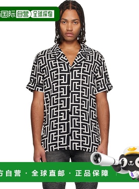 香港直邮Balmain 巴尔曼 男士 灰白色 & 黑色 Monogrammed Print