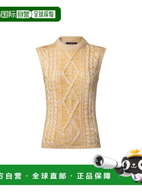 自营欧洲直邮LV路易威登 女士黄色羊毛绞花针织无袖毛衣