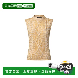 自营欧洲直邮LV路易威登 女士黄色羊毛绞花针织无袖毛衣