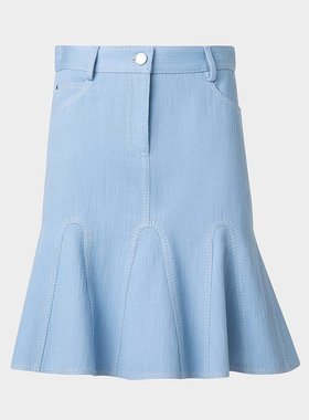 美国直邮akris女士半身裙高腰荷叶边牛仔休闲百搭 潮流时尚女装