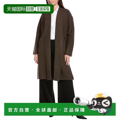 自营eileen fisher艾琳 费舍尔娇小高领羊毛外套-棕色 美国奥莱直