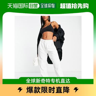 香港直邮潮奢 Topshop 女士 中腰轻身直筒系扣裤子(白色)