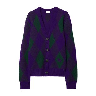 黑色 BURBERRY AW2024 80769541 菱形图案羊毛毛衣 女士针织毛衣