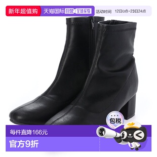 日本直邮VIVIAN 方头弹力短靴（黑色 PU 皮）