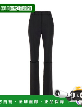 香港直邮Sportmax 斯宝麦斯 女士 黑色弹力聚酯混纺裤子 HOLIDAY0