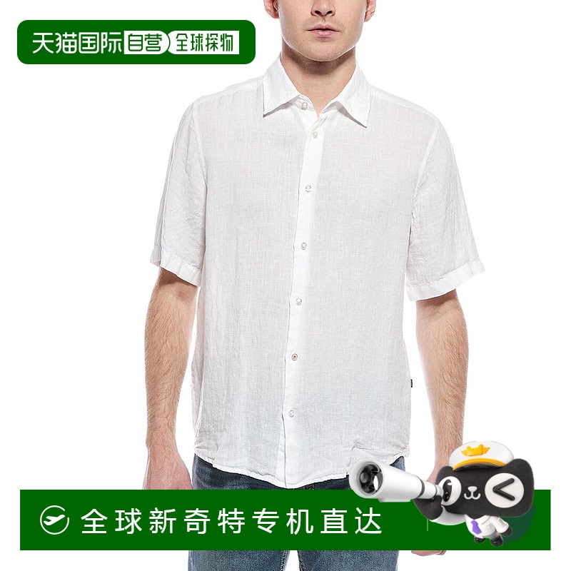 自营 BOSS Hugo BOSS Rash常规合身亚麻衬衫-白色 【美国奥莱】直