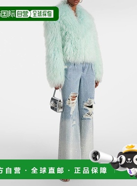 1h可退 香港直邮潮奢 Self-Portrait 女士 毛羊皮夹克 green绿色