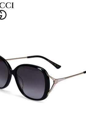 日本直邮GUCCI 太阳镜男女亚洲版型防紫外线黑色 GG0649SK-001