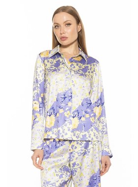 alexia admor【美国奥莱】直发 姜黄色上衣 - 淡紫色花朵