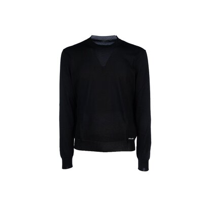 PRADA 男士针织毛衣 UMB92716AIF0002 SS2025 黑色 GIROCOLLO