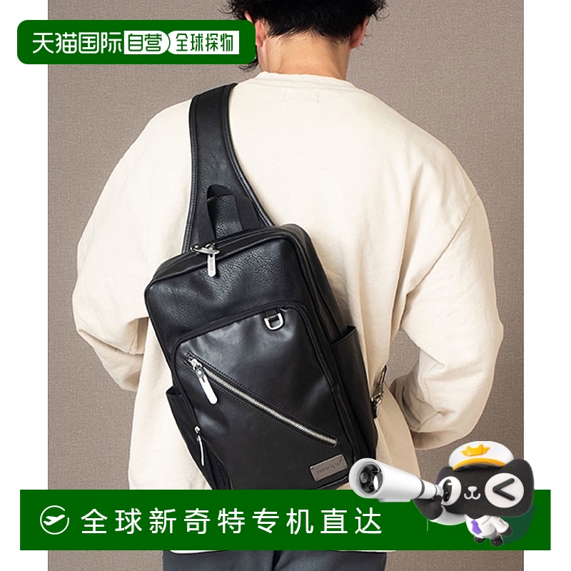 【日本直郵】Device杰萬仕男士腰包黑色斜挎拉鏈多口袋背帶舒適