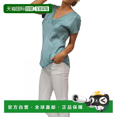 自营gigi modaNola Short Sleeve Satin Tee In Lake Green - lak