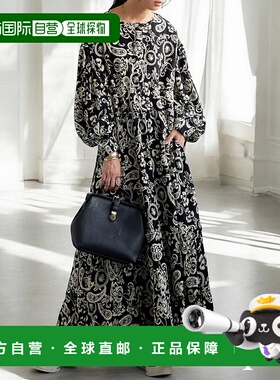 1h可退 日本直邮antiqua 女士复古印花A字版连衣裙 PK01174