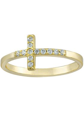 Giani Bernini|金镶纯银方晶锆石侧十字戒指