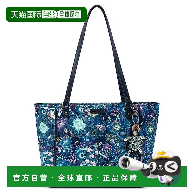 自营 the sakMetro Tote - eco twill - royal blue seascape 美