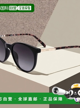 自营Fossil女式53毫米灰色太阳镜-黑色 美国奥莱直发