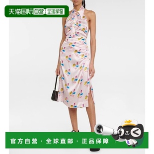 女士 1h可退 甘尼 GANNI 花朵真丝混纺挂脖上衣 香港直邮潮奢