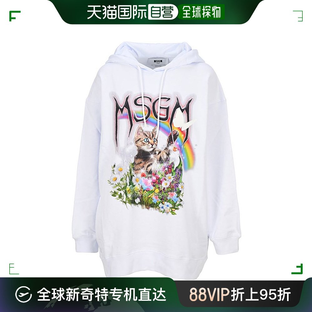 香港直邮Msgm女士连帽卫衣白色印花图案休闲3041MDM1667299NEW