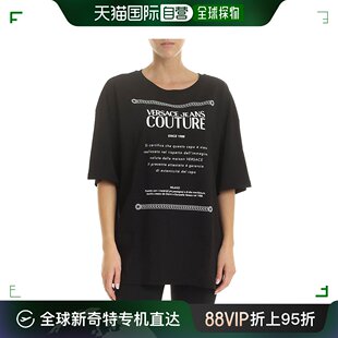 B2HUA7BT 香港直邮VERSACE 女士黑色印花T恤 899 JEANS 30212