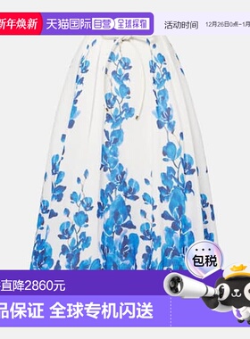 1h可退 香港直邮REBECCA VALLANCE 女士 Blues 兰色花朵中长半身