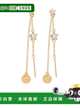 1h可退 香港直邮versace 范思哲 女士 鑲鑽長耳環 10221501A00621