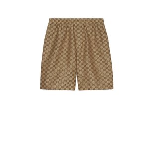 潮奢 Gucci 古驰 男士 GG Supreme亚麻短裤 742781Z8BIX