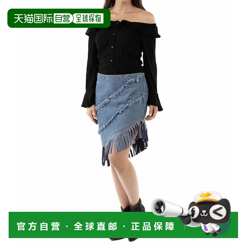 自营 scully蓝-蓝色流苏裙 美国奥莱直发半身裙a字裙中裙