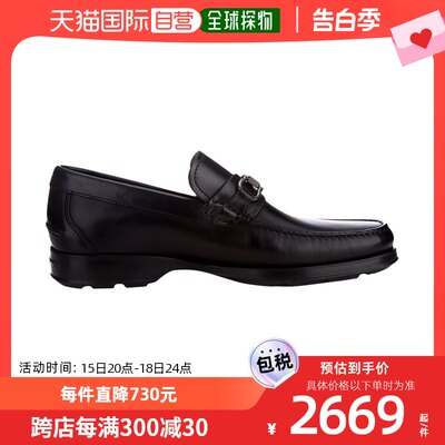 香港直发SALVATOREFERRAGAMO菲拉格慕男款黑色牛皮平底鞋0512707