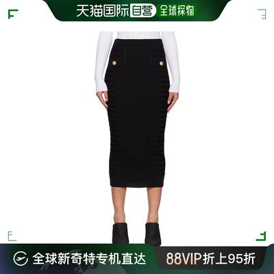 香港直邮潮奢 Balmain 巴尔曼 女士 黑色半身裙 AF1LD022KE10