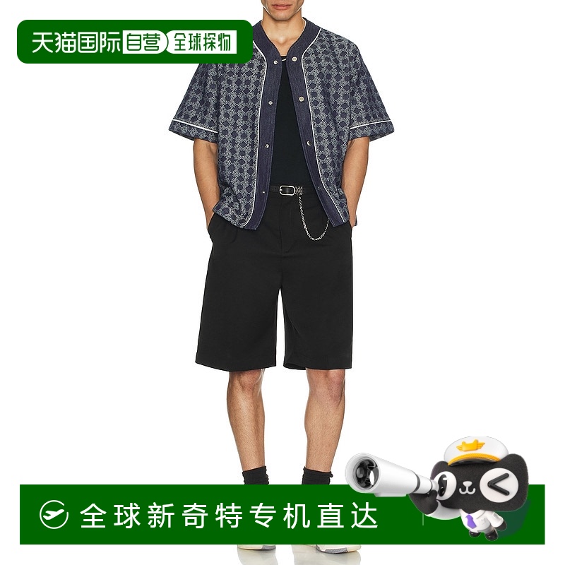 1h可退 香港直邮AMIRI 男士 MA Quad 牛仔棒球衬衫 AMDNIR1042