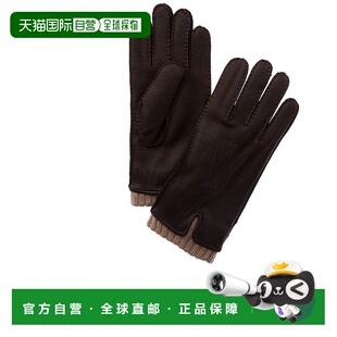 美国奥莱直发 黑色 自营Vince Handsewn皮革和羊绒手套