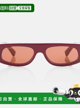 1h可退 香港直邮Gucci 古驰 女士 徽标矩形太阳眼镜 red红色 舒适