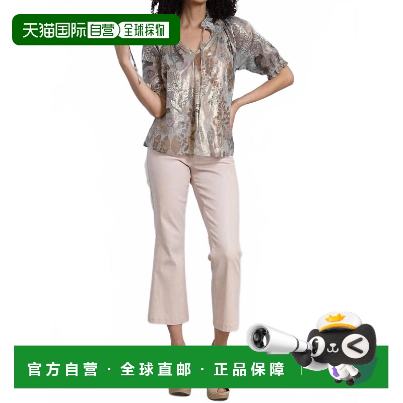 自营lola & sophieGarden Foil Peasant Blouse In Grey - grey