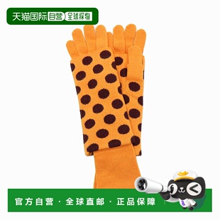 自营 portolano 波尔卡圆点手套和暖暖器二合一 - 橘色/波尔多色