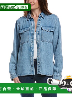 自营7 for all mankind7全人类Dina牛仔衬衫-蓝色 美国奥莱直发