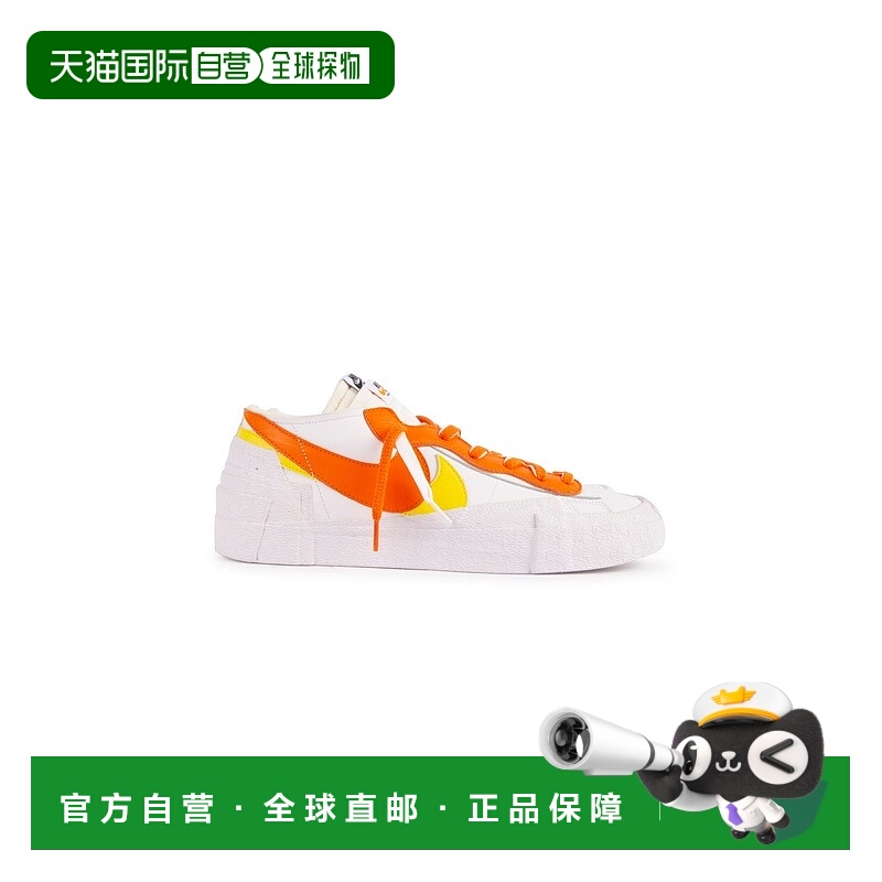 自营欧洲直邮Nike耐克 x Sacai联名系列白色/橙色皮革解构风运动