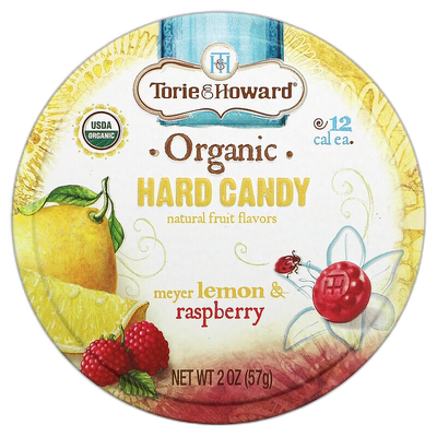 香港直邮Torie & Howard,有机硬糖，梅约柠檬树莓味，2 盎司（57
