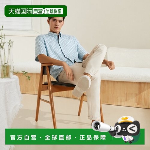 香港直邮DIOR 男士衬衫 193C545A6006C075 CO 蓝色 logo图案短袖