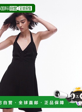 1h可退 香港直邮潮奢 Topshop 女士 挂脖迷你连衣裙时尚减龄穿搭