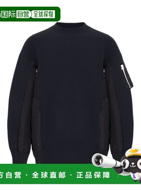 1h可退 香港直邮潮奢 Sacai 男士 圓領衛衣 SCM326 black黑色 舒