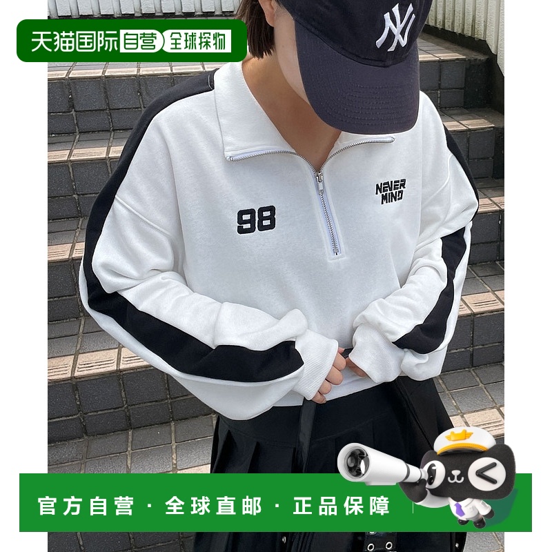 日本直邮WEGO 女士刺绣半拉链短款卫衣2024年秋冬新作 WE24AU09L0