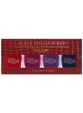 英国Nails inc4件套指甲油套装樱桃红紫色海军蓝玫色