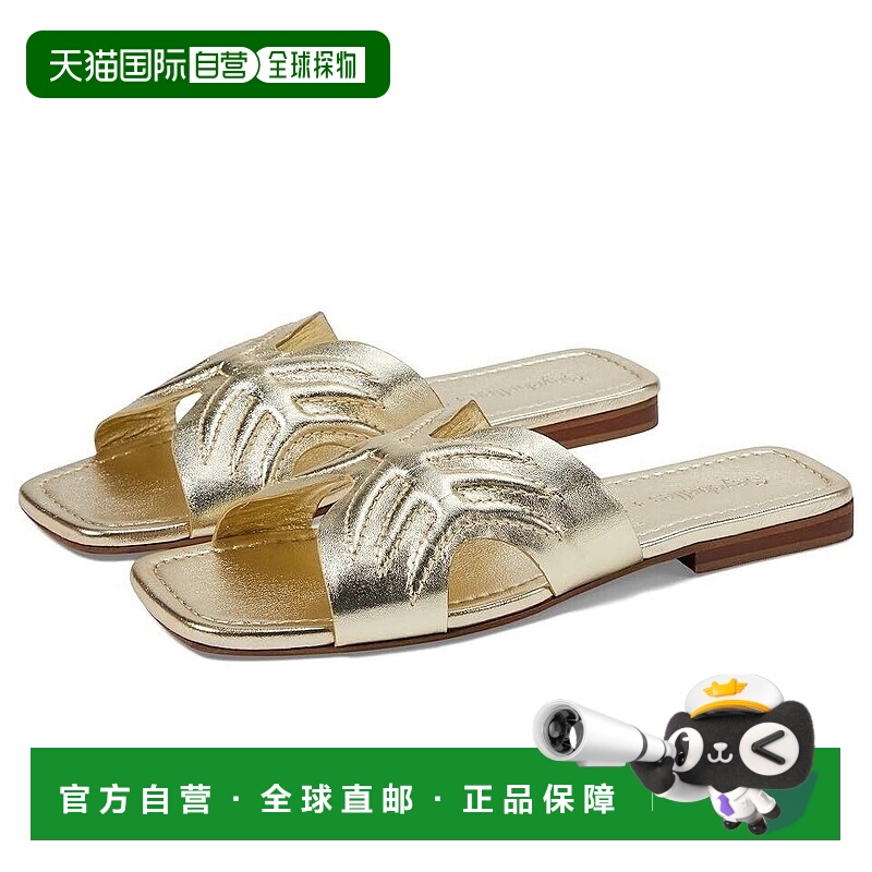 自营 seychelles塞舌尔Madhu凉鞋女式美国11号金色皮革方形鞋头滑