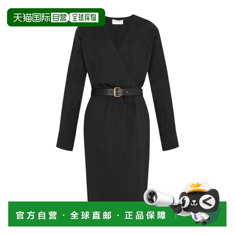 香港直邮Saint Laurent 棉麻斜纹裹身连衣裙 792010Y7I17,女装/女士精品,连衣裙,淘宝优惠券,粉丝福利购,淘宝优惠卷