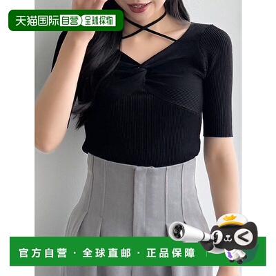 1小时内可退 日本直邮dazzlin 女士前部交叉领带五分袖针织上衣 0