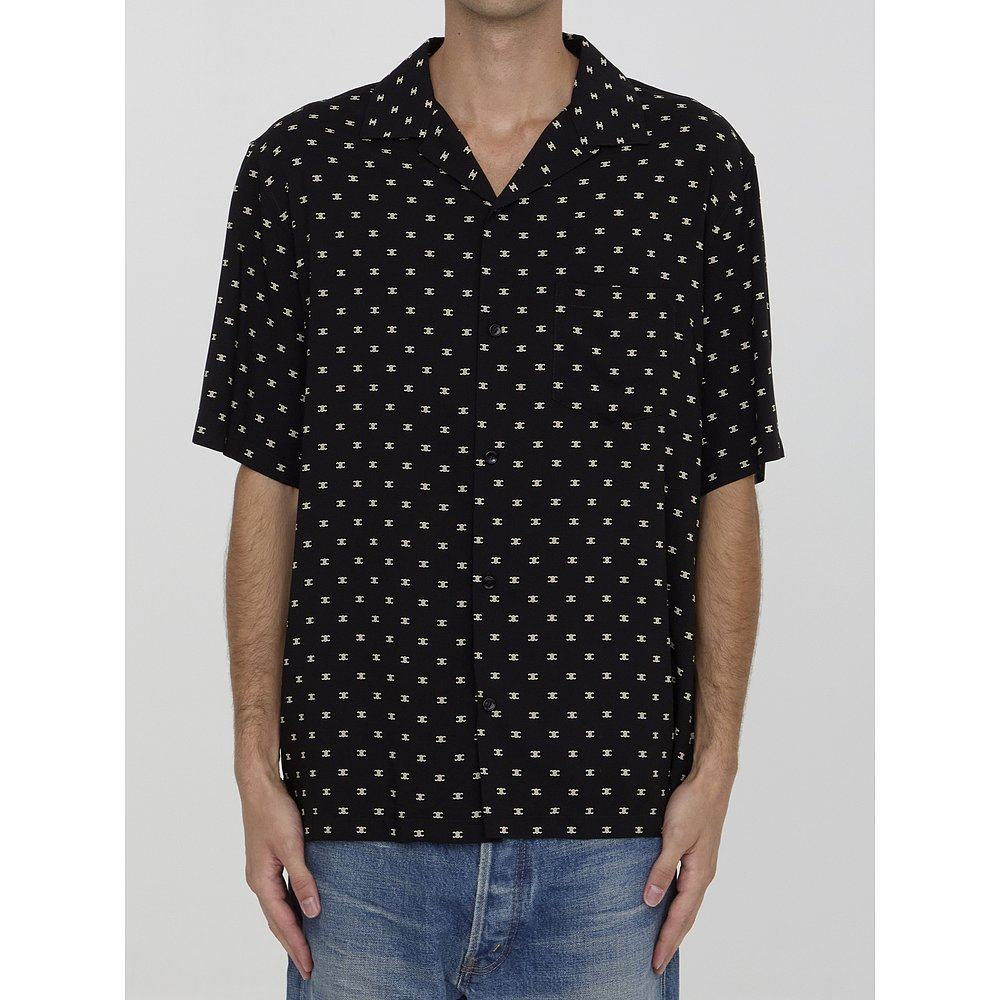 CELINE 男士衬衫 2C946387Z12NC AW2024 黑色 短袖衬衫