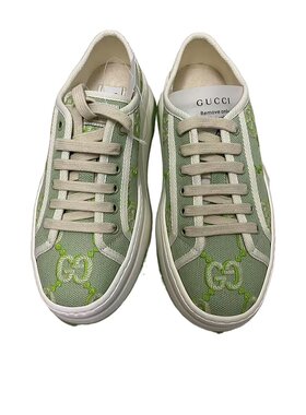 GUCCI 女士运动鞋 818056FAC9X3448 SS2025 绿色 系带低帮休闲鞋
