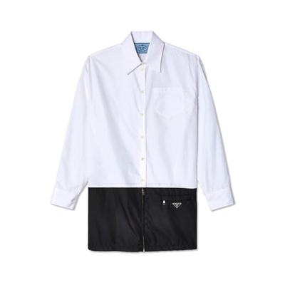 PRADA 女士黑色和白色拼色衬衫式连衣裙 P3H57-10UR-F0964